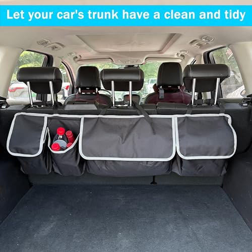 Trunk Organizer - Car Organizer, Foldable Trunk organizer for SUV/MPV/Truck, Collapsible Car Storage Bag with 4 Pockets, Black, 40.16"×11.02"