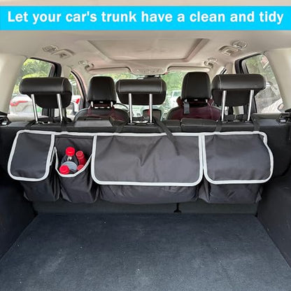 Trunk Organizer - Car Organizer, Foldable Trunk organizer for SUV/MPV/Truck, Collapsible Car Storage Bag with 4 Pockets, Black, 40.16"×11.02"