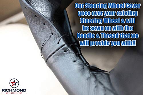 Leather Steering Wheel Cover, Compatible with 2008 Dodge Ram SLT Laramie 2500 3500 Power Wagon, Dark Gray