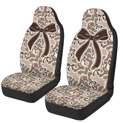 Bow Car Seat Covers Camo Hunting Car Seat Cover Protector Front Seats Easy to Install and Clean Automotive Interior Seats Covers Suitable for Most Cars,SUV,Sedan - color: Bow Camo Hunting