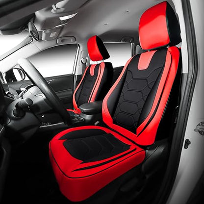 OASIS AUTO Custom Fit Seat Covers for 2019-2026 Toyota RAV4, Waterproof Faux Leather Seat Protector Cushion Rav4 Car Accessories (Full Set, Black&Red)