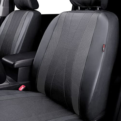 Flying Banner car seat Covers Full Set Faux Leather Air Mesh Breathable Man Lady Airbag Compatible Rear Bench Split 40/60 50/50 60/40 Truck Pick Up (Full Set - Low Back, Gray Gray) - color: Gray Gray