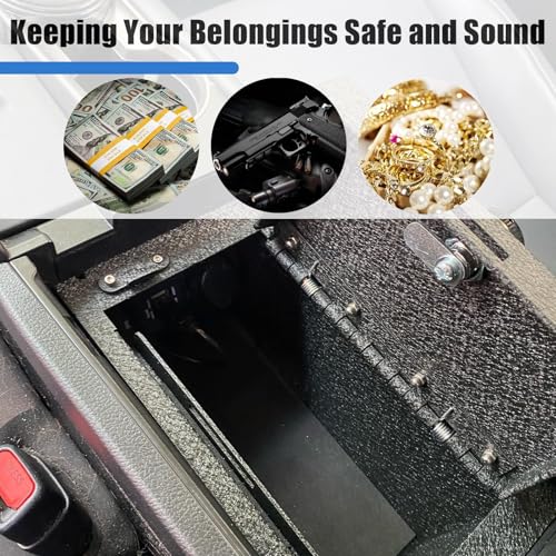 Center Console Gun Safe Vault - TuoJue Console Safe Lock Box Compatible with 2021-2026 Ford Bronco With Full Floor Console Model, with Superior Fingerprint Lock, Center Console Organizer