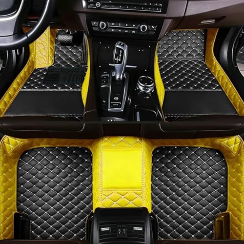 Add Personal Touch to Your Vehicle with IMEISH Customizable Logo Text Car Mats for 99% of vehiclesPads Protection Non-Slip Leather Floor Liners (Yellow and Black Beige) - color: Yellow and black beige