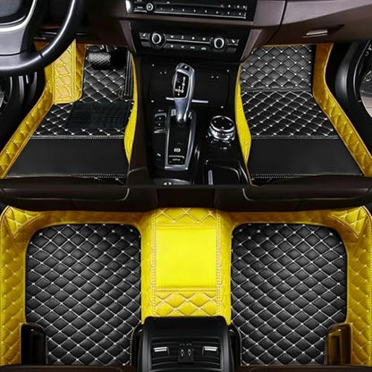 Add Personal Touch to Your Vehicle with IMEISH Customizable Logo Text Car Mats for 99% of vehiclesPads Protection Non-Slip Leather Floor Liners (Yellow and Black Beige) - color: Yellow and black beige