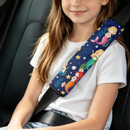 2 Pcs Seat Belt Cover for Kids, Mermaid Car Seat Strap Pads for Children, Soft Car Seat Belt Cushion Pads for Girls Women Babies Adults - color: Mermaid