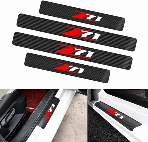 4Pcs z71 Letter Emblem Front/Rear Door Car Door Sill Plate Protectors Scuff Plate (Black Red)