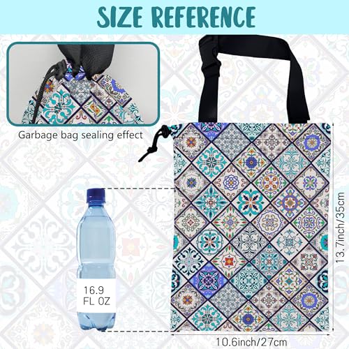 Car Garbage Bag Abstract Portuguese Tiles Drawstring Car Trash Bag Hanging for Back Seat with Adjustable Buckle Canvas Vehicle Trash Can Easy-to-Install - color: Abstract Portuguese Tiles