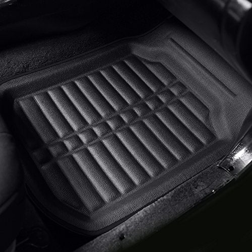 FH Group Universal Fit for all weather protection Deep Tray Style Automotive Floor Mats fits most Cars, SUVs, and Trucks, 4 Piece Solid Black - color: Solid Black - Full Set