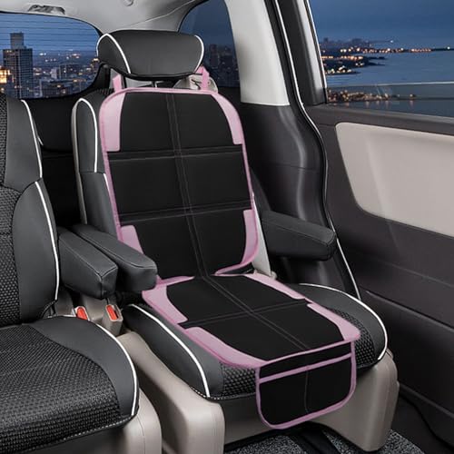 Child Car Seat Protector, 2 Pack with Mesh Pockets & Non-Slip Backing, 600D Durable (Pink, Standard) - color: Pink, size: Standard