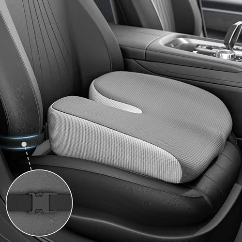 Wedge Seat Cushion for Car Truck Driver to Raise Height 4in, Portable Memory Foam Car Seat Cushions for Short People Driving, Adult Booster Seat for Car with Strap,Gray - color: Gray