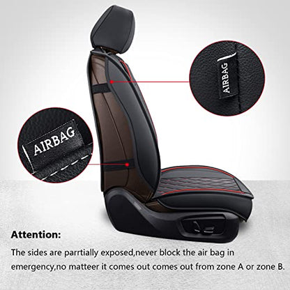 MIROZO Ram Seat Covers Full Set –Waterproof Truck Seat Covers Leather Car Seat Protector Fits 2009-2026 Ram 1500/2500/3500 Crew Quad Regular Cab Pickup with Split Flat Bench 40/60,Black and Red - color: Black and Red, size: Full Set（Flat Back)