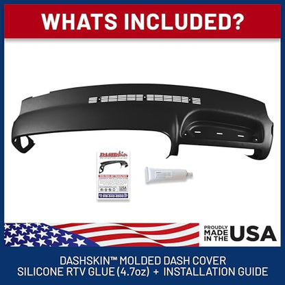 Dash Cover Compatible with 95-96 GM SUVs and Pickups in Black - Hard Molded Plastic Dashboard Cap