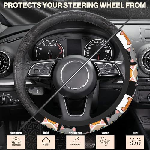 Cartoon Lovely Cats Steering Wheel Covers Universal 15 Inch Car Wheel Cover,Anti-Slip Breathable Car Accessories Protector Fit for Trucks,Sedans,SUVs,Vans - color: Cartoon Lovely Cats