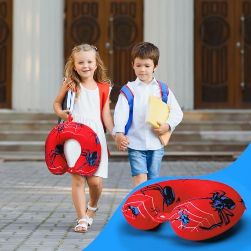 2 Pcs Spider Travel Pillow with Sleep Eye Mask, U Shaped Memory Foam Headrest & Neck Pillow with Washable Cover, Soft Neck Head Support Travel Accessories for Airplane Car Train Bus Trips - style: Spider