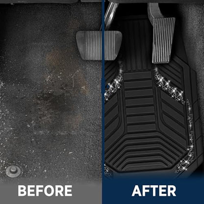 PIC AUTO Car Floor Mats, Black Sparkly Crystal Bling Glitter Car Mats Set, Front and Rear Heavy Duty Rubber Car Mats with Anti-Slip Backing, All Weather, Trim-to-Fit for Automotive SUVs, Sedan, Vans - color: Black Glitter
