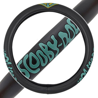 BDK Warner Brothers Scooby Doo Car Steering Wheel Cover - Non-Slip Ergonomic Grip Lining - Durable Faux Leather Steering Wheel Cover - Easy Installation 14.5-15.5 in Diameter Car Accessories (Black)