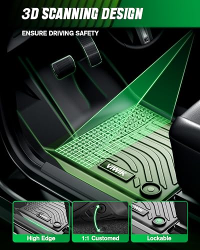 VIWIK Floor Mats for Ford Ranger SuperCrew Cab 2023 2022 2021 2020 2019, All Weather Truck Liners, TPE Rubber Car Mats Front and Rear - size: Fit for 2019-2023 Ford Ranger Super Crew cab