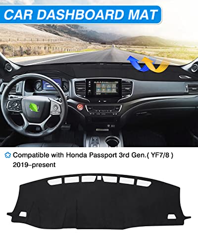 Cartist Dashboard Cover for 2019-2025 Honda Passport/ 2016-2022 Pilot/ 2017-2025 Ridgeline Accessories Dash Cover Mat Pad Anti-Slip Black(Without HUD) - size: Honda Passport 2019-2025