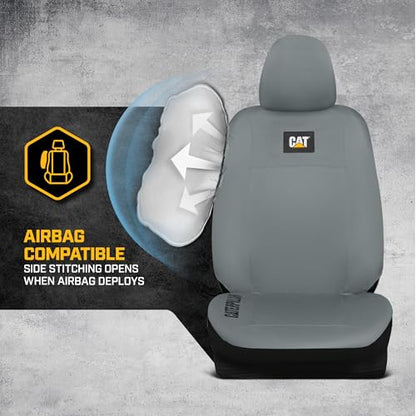 CAT DuraDrive Car Front Seat Cover – (1) pc, Gray Oxford, Heavy Duty Protection, Semi-Universal Fit – Durable Water-Resistant Auto Seat Protector for Truck, SUV, Sedan – Easy Install & Washable - color: Gray 1 Front