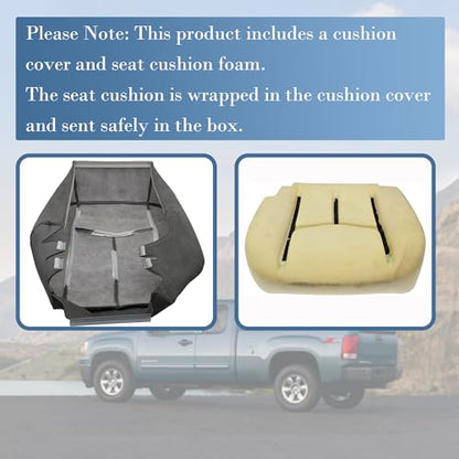 Driver Side Automotive Seat Cover Seat Bottom Cushion for 2003-2007 GMC Sierra 1500 2500 3500 1500HD 2500HD - Gray - size: Seat Cover & Foam