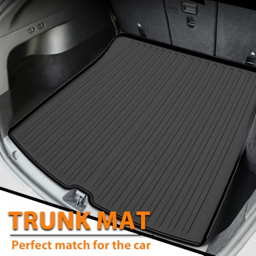 G-PLUS Floor Mats & Cargo Liner Compatible with Tesla Model Y 2020 2021 2022 2023 2024 5-SEAT (NOT for 7-SEAT) TPE All Weather Custom Fit Cargo Trunk Backrest Liners 1st & 2nd & 3rd Row,9PCS Black - size: 2020-2024|Fit Tesla Model Y|9PCS