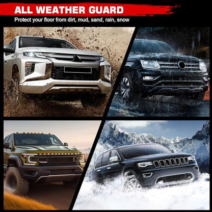 IKON MOTORSPORTS 3D TPE Floor Mats, Compatible with 2025-2026 Audi Q6 e-tron & SQ6 e-tron, All Weather Waterproof Non-Slip Floor Liners, Front & 2nd Row Full Set Car Interior Accessories, Black 3PCS
