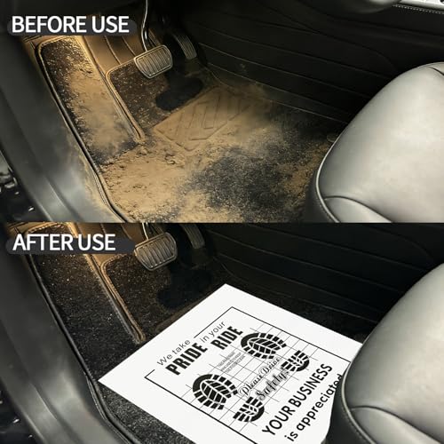 100Pcs Paper Floor Mats for Cars, Disposable Off-White Automotive Floor Mats Kraft Paper, Waterproof Car Foot Pads Protective Papers, Temporary Cars Floor Protector for Car Detailing (20" x 16") (100)