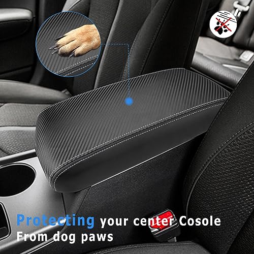 INTGET Car Center Console Armrest Cover for Kia Optima Accessories 2016 2017 2018 2019 2020 Leather Middle Console Arm Rest Box Lid Seat Cover Protector Cushion Saver (Carbon Fiber Texture) - color: Carbon Fiber Texture