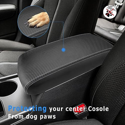 INTGET Car Center Console Armrest Cover for Kia Optima Accessories 2016 2017 2018 2019 2020 Leather Middle Console Arm Rest Box Lid Seat Cover Protector Cushion Saver (Carbon Fiber Texture) - color: Carbon Fiber Texture