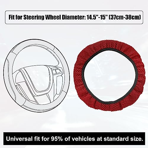 X AUTOHAUX Steering Wheel Cover Universal Elastic Stretch Antislip Breathable Microfiber Ice Silk Interior Trim Wheel Protector for Car Truck SUV Red - color: Red