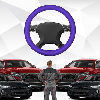 Car Steering Wheel Cover, Silicone Non-Slip Steering Wheel Protector, 13/14/15/16 inch Ultra Thin Steering Wheel Protective Covers for Women Men, Universal Vehicle Accessoriess (Purple) - color: Purple