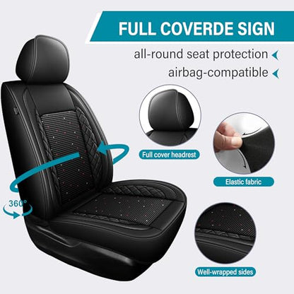 2 Front Car Seat Covers Set Fit for Ford Transit Connect 2010-2026,Ice Silk Breathable Faux Leather Waterproof Seat Covers(Black,2PCS Front)