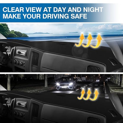 KUST Black Dash Cover for 2002-2005 Dodge Ram 1500, 2003-2005 Ram 2500/3500 Polyester Dashboard Cover Non-Slip Interior Accessories for Dodge Ram Custom Fit Dashboard Mat No Glare - size: For Ram 02-05