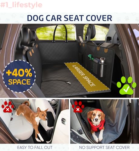 Katziela Back Seat Extender for Dogs-Large Space, Dog Car Seat Cover Hard Bottom Covered with 2 Foams Sturdy Backseat Extender for Dogs, Waterproof Dog Hammock for Car, SUV, Truck Car Bed 425Lbs - color: Black