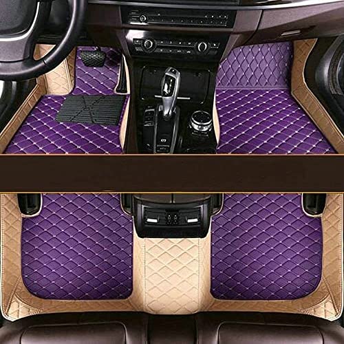 Custom All-Weather Protection Luxury Leather Floor Mats for Cars SUVs Trucks According Anti-Slip Leather Floor mats ﻿ (26,Beige and Purple) - color: 26,Beige and Purple