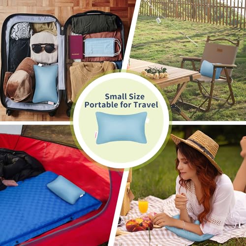Pro Goleem Small Pillow 11"x7"x2.5" for Kids and Baby Sleeping with Name Tag Mini Tiny Pillow for Camping and Chair Car Air Nap Neck Lumbar Knee Rest Pillows, Blue - color: Blue