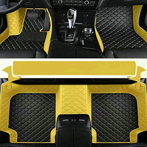 Custom All-Weather Protection Luxury Leather Floor Mats for Cars SUVs Trucks According Anti-Slip Leather Floor mats ﻿ (21,Yellow and Black White) - color: 21,Yellow and Black White