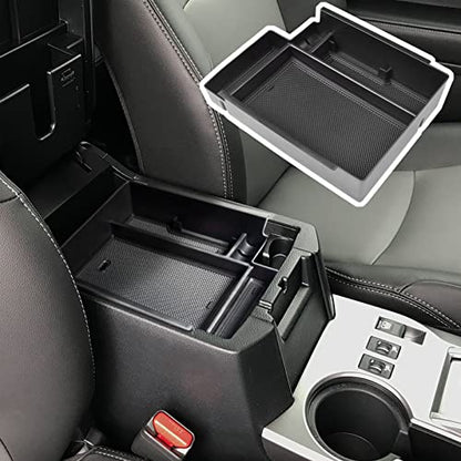 Full Size Center Console Organizer Tray Compatible with Toyota 4Runner Accessories 2010-2020 2021 2022 2023 2024 Insert Armrest Box Secondary Storage Divider ABS Materials, Black Trim