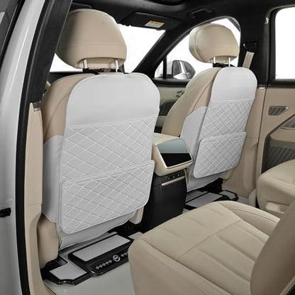 TAIKOO Seat Back Protector,Shields Seat Backs From Kicks and Adds Storage | kick mats back seat protector easy to install and clean, well-crafted, sturdy, durable and stylish.2 Pack - color: Cream White