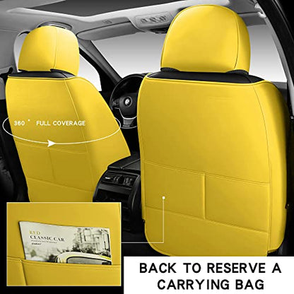 INZU Cute Rabbit Comfortable Leather Auto Car Seat Covers Front & Rear Seat Protector Fit Sedan SUV 5 Seats Full Set Universal Fit (Black Yellow) - color: Black Yellow