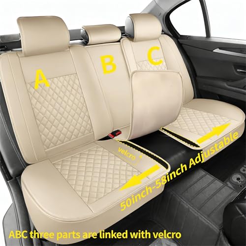 Car Seat Covers Full Set,Universal Precision Fit 3D Contoured Automotive Nappa Leather Seat Covers for SUV Truck Sedan,Anti-Slip Seat Cover with Lumbar Support Style2 Light Beige - color: Light Beige Semi Coverage