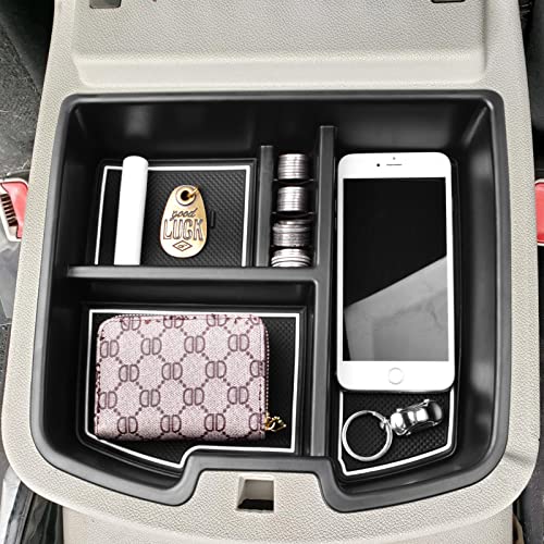 HGWEI Center Console Organizer Compatible with 2007-2014 Chevy Silverado GMC Sierra Avalanche Tahoe Suburban Yukon Yukon XL Accessories, Floor Mounted Center Console ONLY, White Trim - color: white
