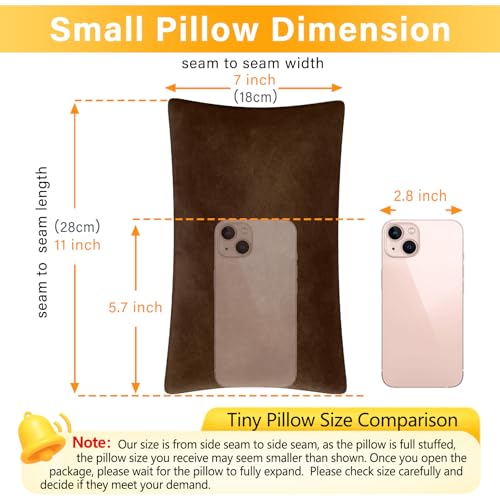 1 MIDDLE ONE 2 Pack Small Pillow, Memory Foam Mini Pillow 11 X 7 Inches for Travel, Sleeping, Nap and Neck, Knee, Lumbar Support, Tiny Cushion for Pet, Dogs (Brown) - color: Brown, size: 11x7 inch