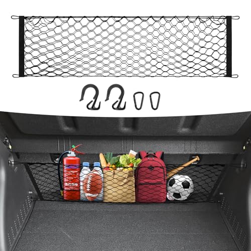 Canvcle Trunk Cargo Net for 2024-2026 Hyundai Kona Accessories Envelope Style Mesh Trunk Net Organizer and Storage Stretchable Adjustable Elastic Nylon Rear Cargo Netting with Hooks