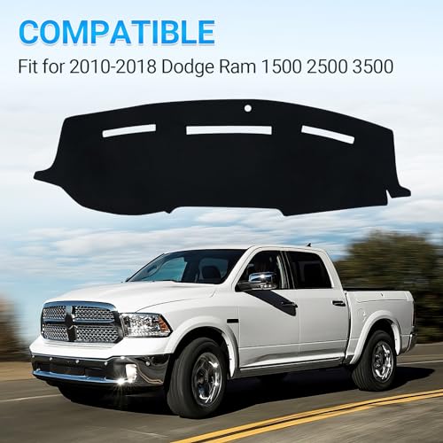 Dash Cover Mat Compatible with 2010 2011 2012 2013 2014 2015 2016 2017 2018 Dodge Ram 1500 2500 3500 Accessories Dashboard Cover Pad Carpet Dash Board Protector Sunshield Cover - size: 2016-2018 Ram 1500 2500 3500