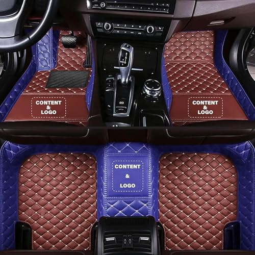Custom Making Car Floor Mats for 96.5% Sedan SUV Sports Car Full Coverage Cute Men Women Pads Protection Non-Slip Leather Floor Liners (Brown and Blue) - color: Brown and Blue