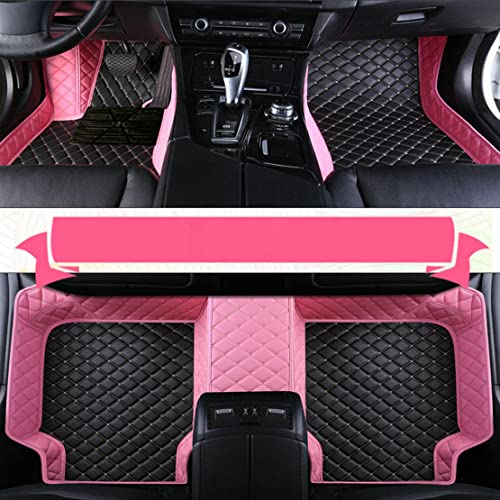 Add Personal Touch to Your Vehicle with IMEISH Customizable Logo Text Car Mats for 99% of vehiclesPads Protection Non-Slip Leather Floor Liners (Pink and Black Beige) - color: Pink and Black Beige