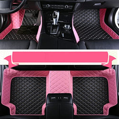 Add Personal Touch to Your Vehicle with IMEISH Customizable Logo Text Car Mats for 99% of vehiclesPads Protection Non-Slip Leather Floor Liners (Pink and Black Beige) - color: Pink and Black Beige