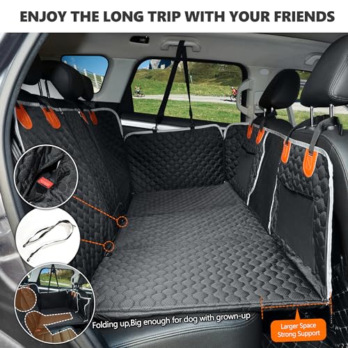 Back Seat Extender,Dog Car Seat Cover,Waterproof Pet Hammock Travel Bed,Durable Camping Air Mattress,Non Inflatable Car Bed Mattress Easy Clean for Car SUV Truck (Black) - color: Black